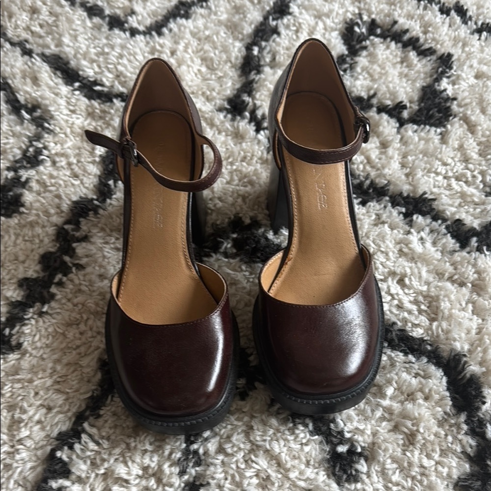 Elegant Brown Mary Jane Heels
